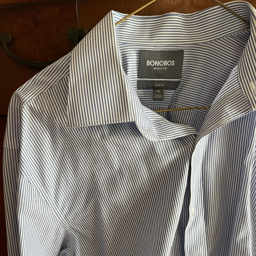 Bonobos formal button down blue stripe 16/36 Slim fit
